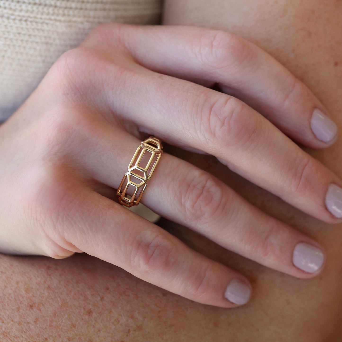 Mesa Emerald Shape Gold Ring