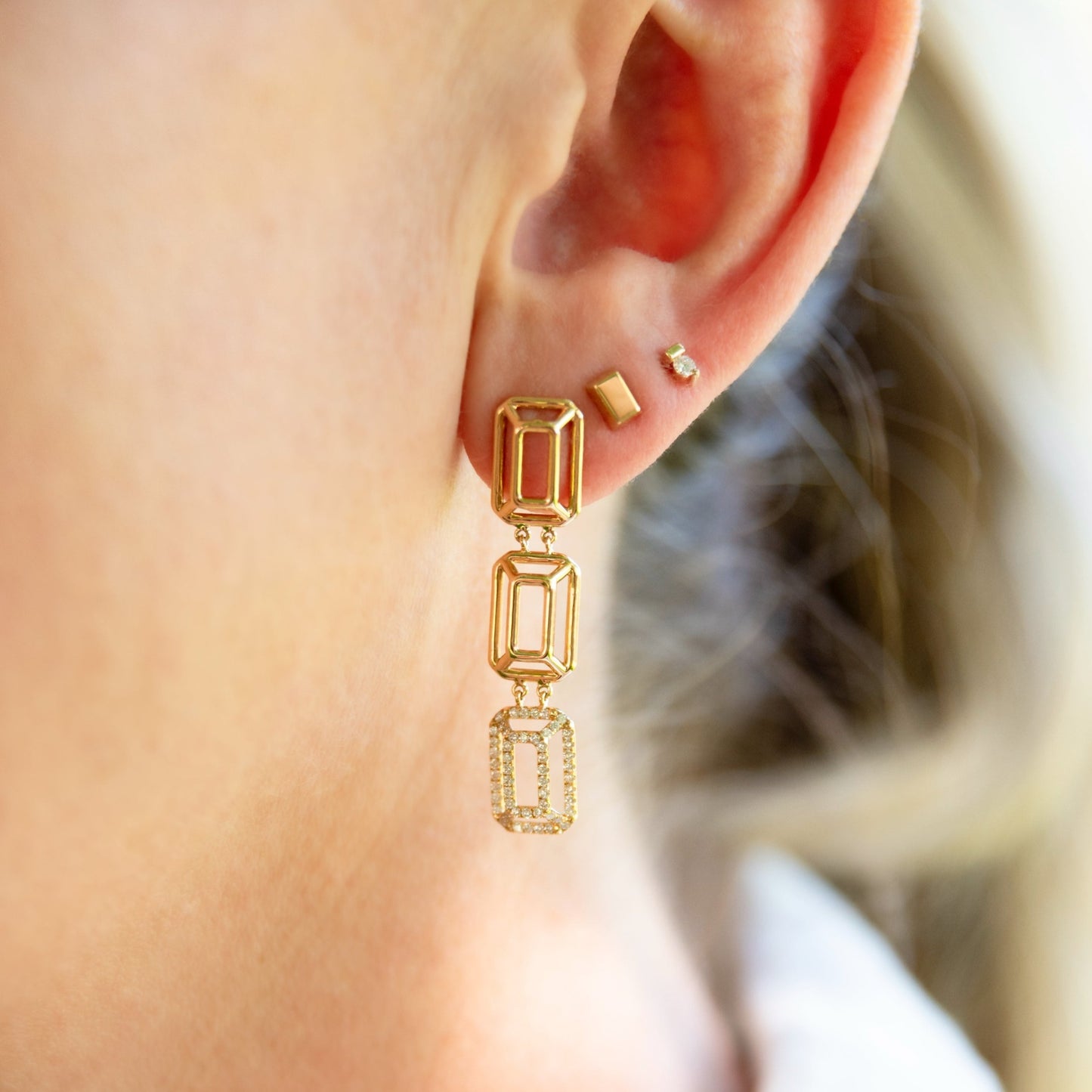 Mesa 3 Drop Earrings - Diamond