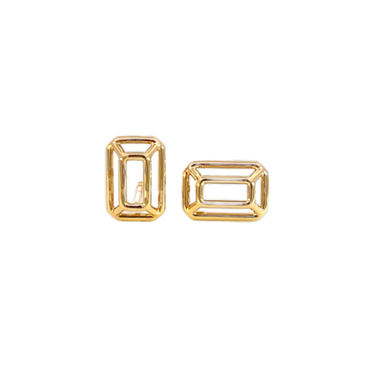 Mesa Emerald Shape Gold Studs